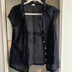JCrew sheer blouse - navy blue shortsleeved